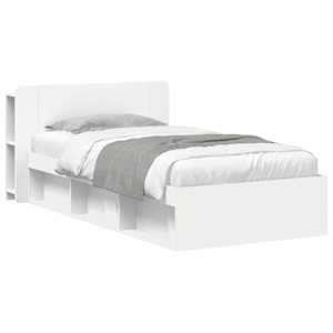 vidaXL Voodiraam ladustamisega peaga Valge 75 x 190 cm Tehispuit