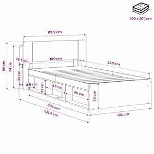 Rám postele s úložným prostorem s čelo Dub artisan 100 x 200 cm - obrázek 9
