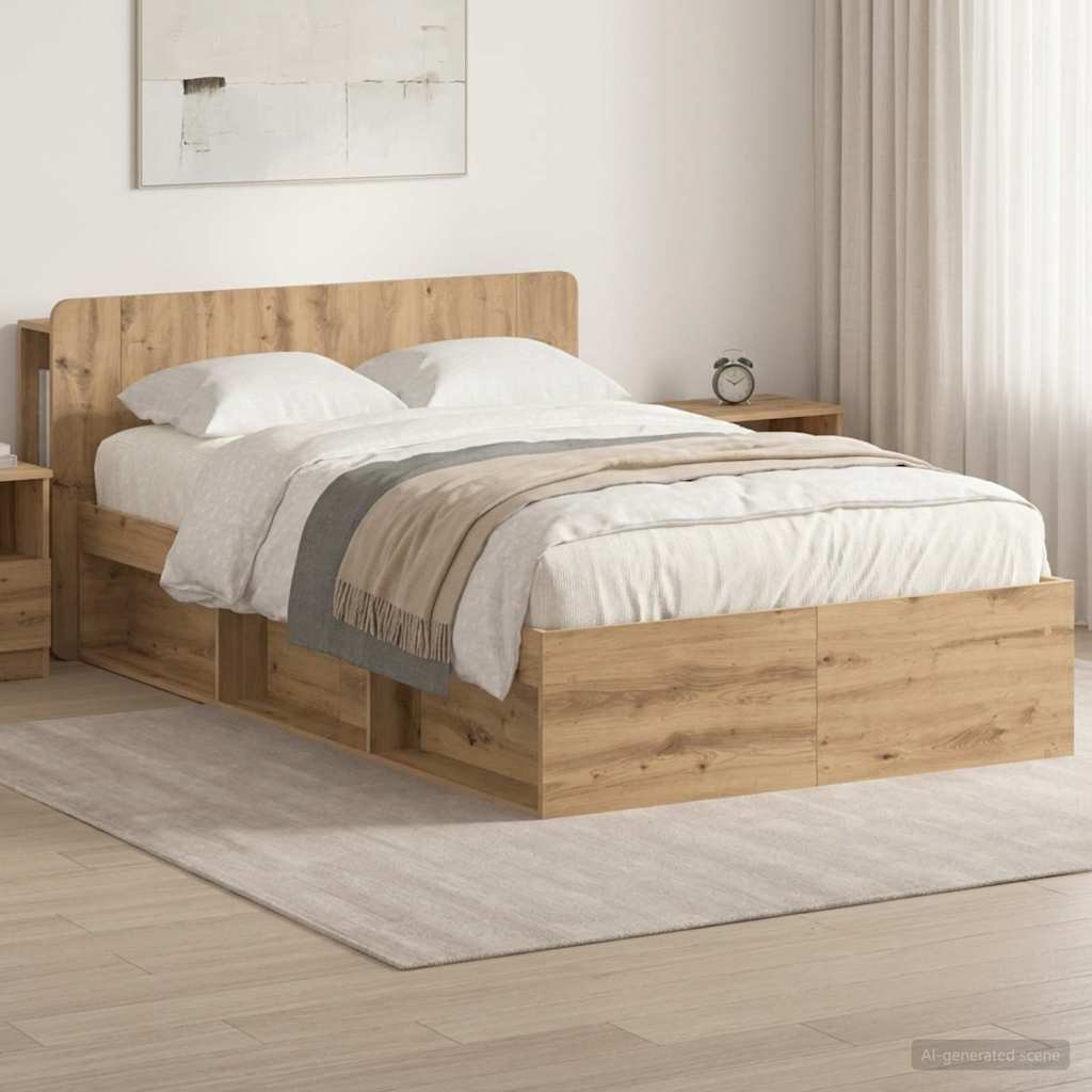 vidaXL Sänkykehys varastolla päätyllä Artisaanitammi 4FT Small Double