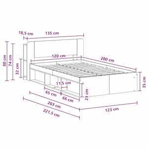 Rám postele s úložným prostorem s čelo Dub artisan 120 x 200 cm - obrázek 10