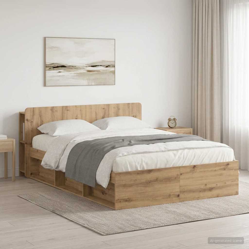 Rám postele s úložným prostorem s čelo Dub artisan 135 x 190 cm