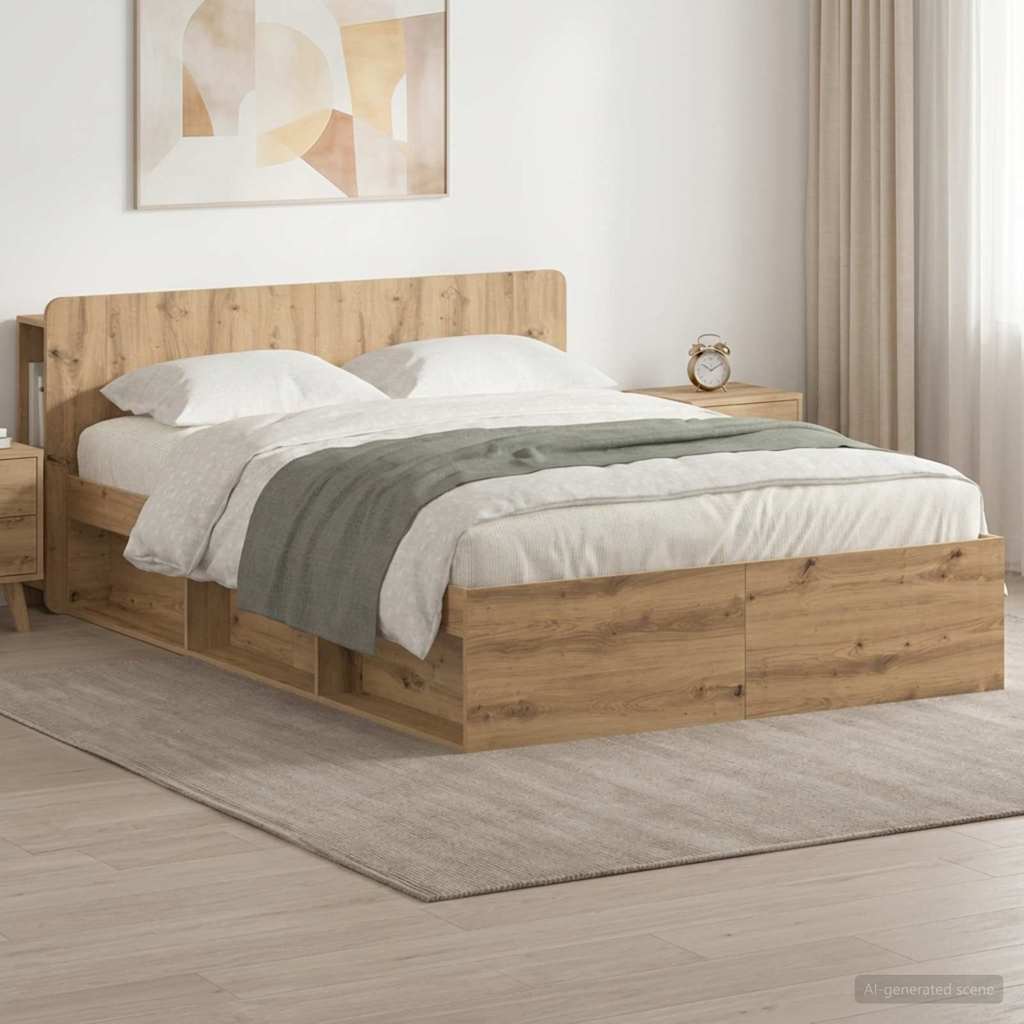 Rám postele s úložným prostorem s čelo Dub artisan 140 x 190 cm
