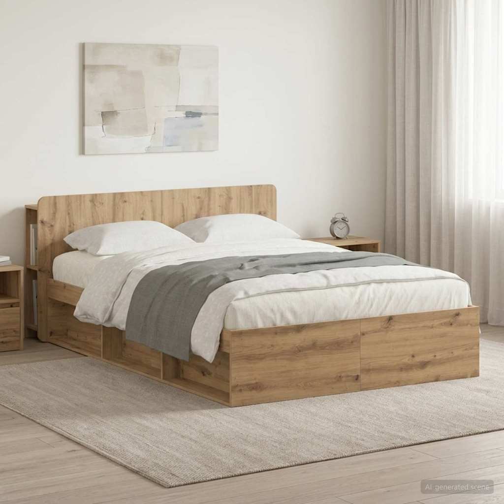 Rám postele s úložným prostorem s čelo Dub artisan 150 x 200 cm