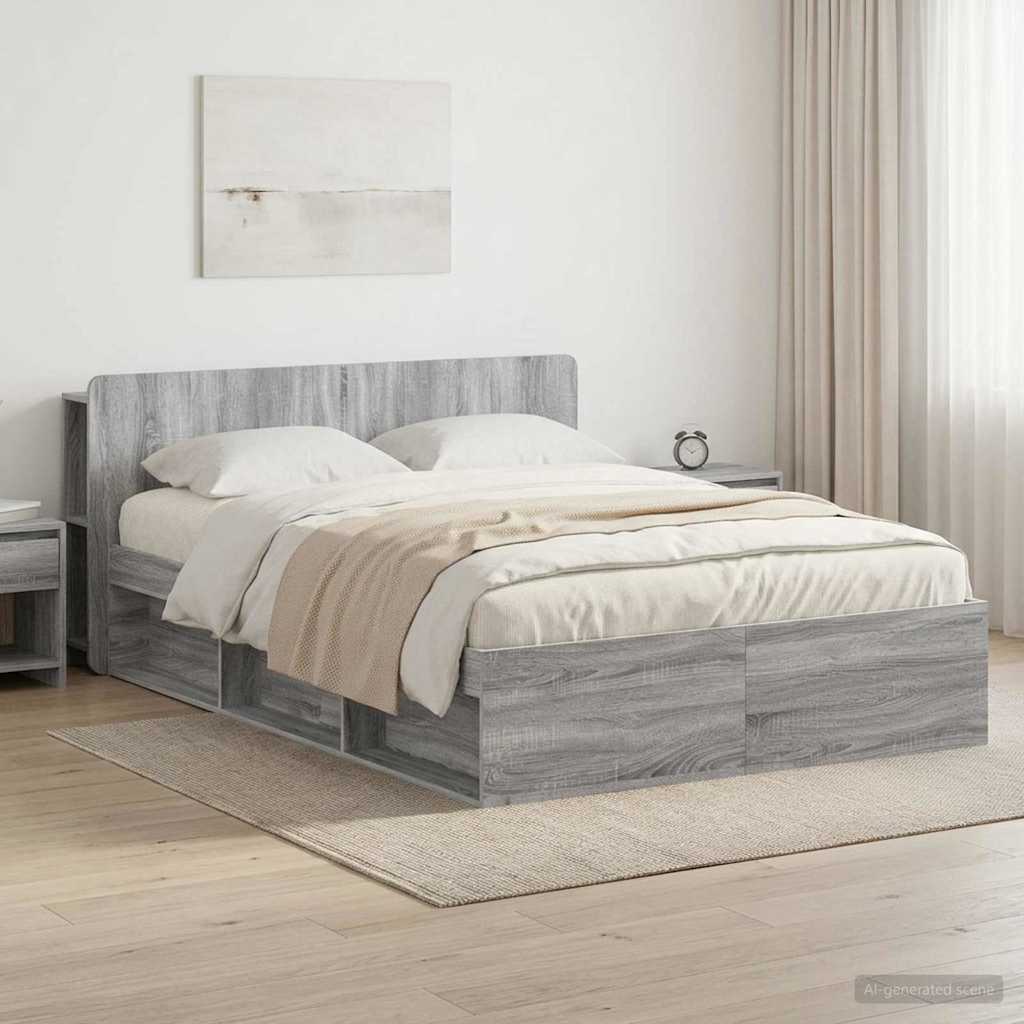 vidaXL Sänkykehys varastolla Harmaa Sonoma 5FT King Size Tekninen puu