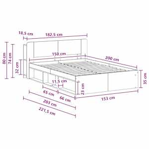 Rám postele s úložným prostorem s čelo Staré dřevo 150 x 200 cm - obrázek 9
