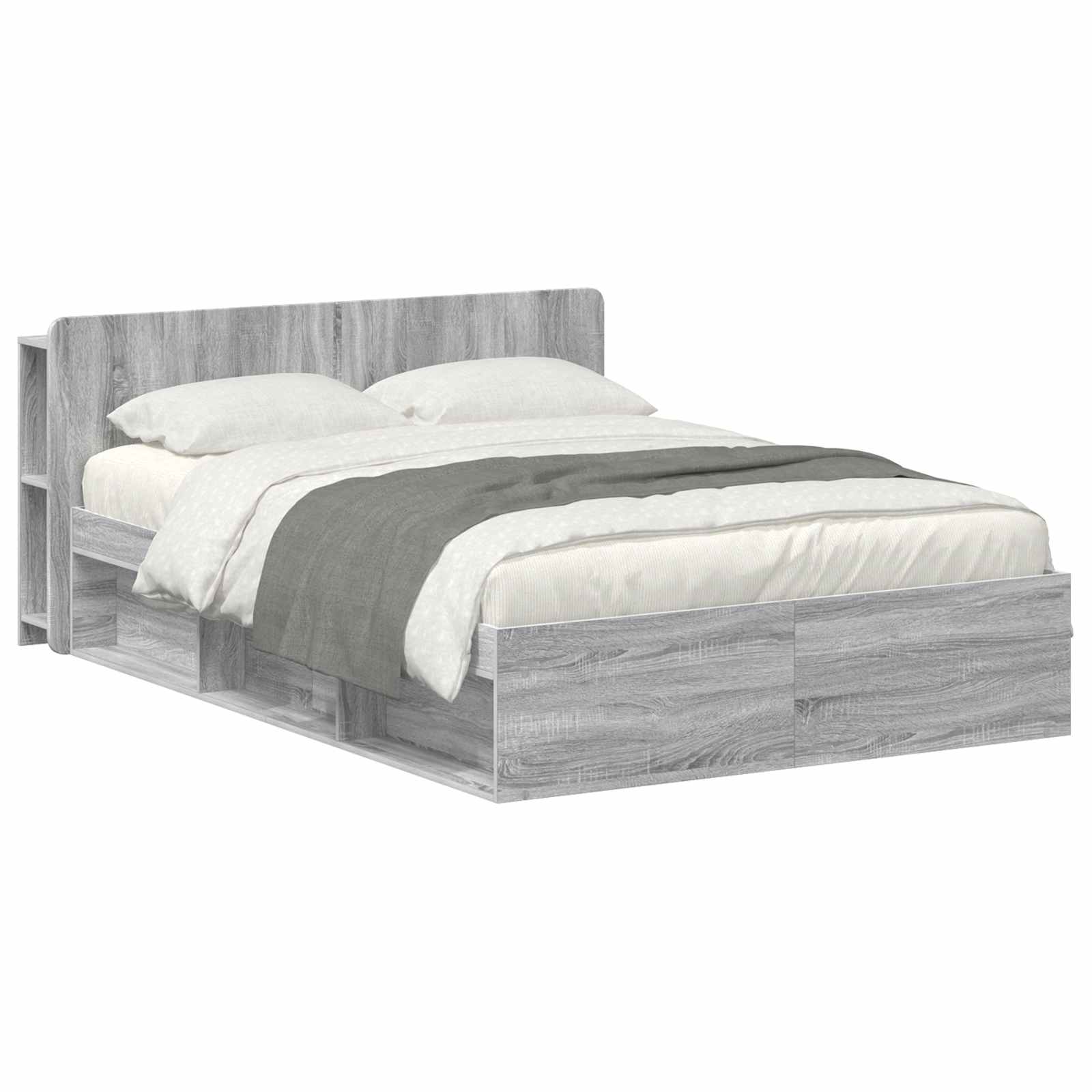 vidaXL Bedframe met opslag Grijs Sonoma 160 x 200 cm Bewerkt hout, foto 3
