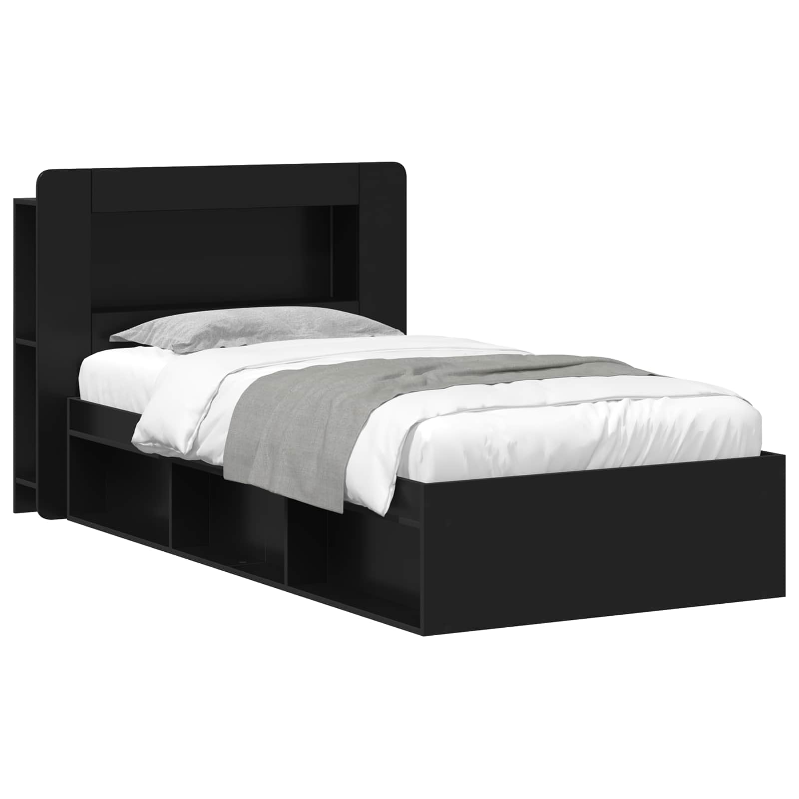 Sänkykehys varastolla Musta 2FT6 Small Single Tekninen puu - Image 2
