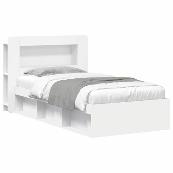 vidaXL Voodiraam ladustamisega peaga Valge 100 x 200 cm Tehispuit