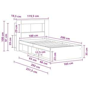 Rám postele s úložným prostorem s čelo Bílá 100 x 200 cm - obrázek 9