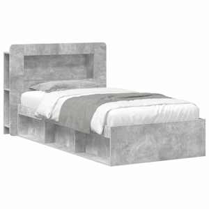 vidaXL Voodiraam ladustamisega peaga Betoonhall 90 x 200 cm Tehispuit