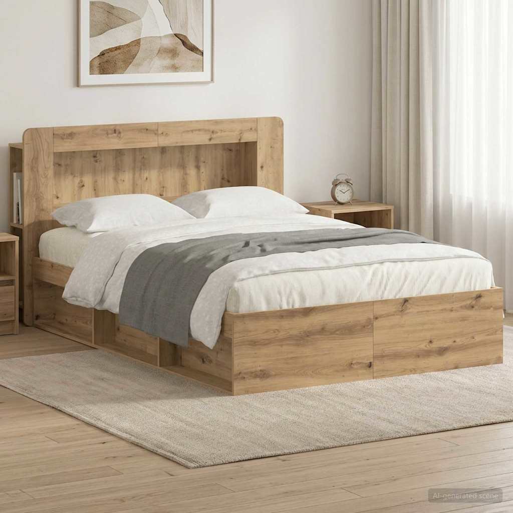 Rám postele s úložným prostorem s čelo Dub artisan 135 x 190 cm