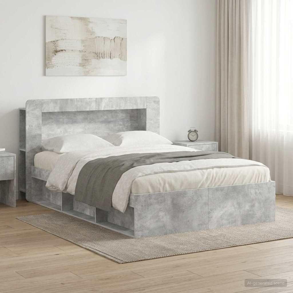 Rám postele s úložným prostorem Betonově šedá 140 x 190 cm