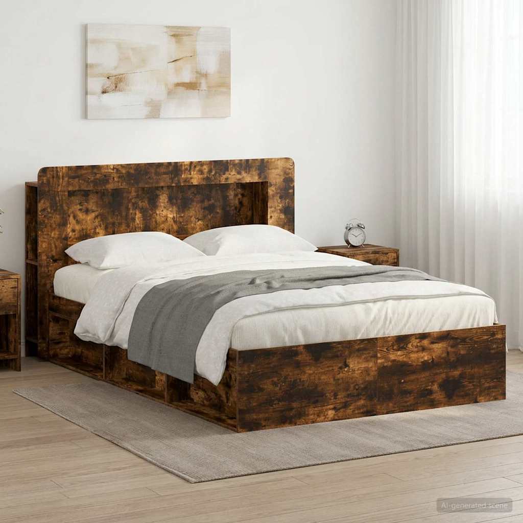 Rám postele s úložným prostorem s čelo Kouřový dub 140 x 190 cm