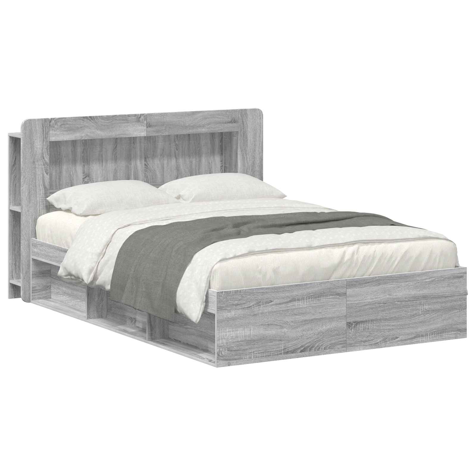 vidaXL Bedframe met opslag Grijs Sonoma 160 x 200 cm Bewerkt hout, foto 3