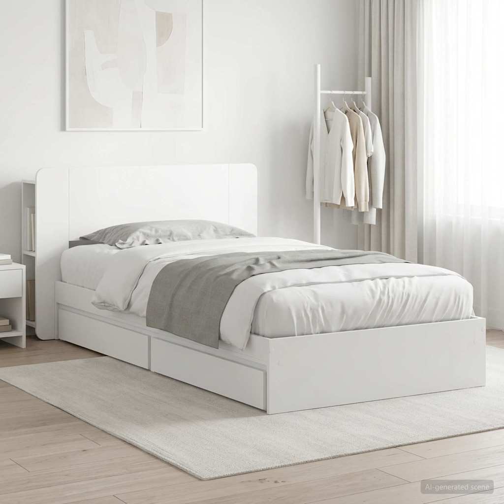 Rám postele s úložným prostorem se zásuvkou Bílá 75 x 190 cm