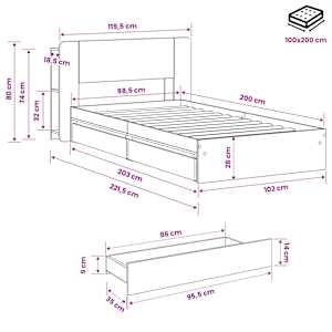 Rám postele s úložným prostorem s čelo Kouřový dub 100 x 200 cm - obrázek 10