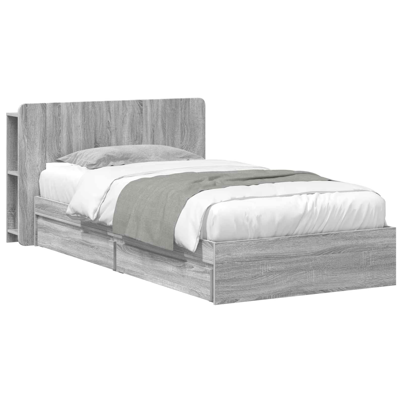 vidaXL Bedframe met opslag Grijs Sonoma 90 x 200 cm Bewerkt hout, foto 3