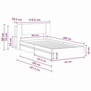 Rám postele s úložným prostorem s čelo Dub sonoma 90 x 200 cm - obrázek 10