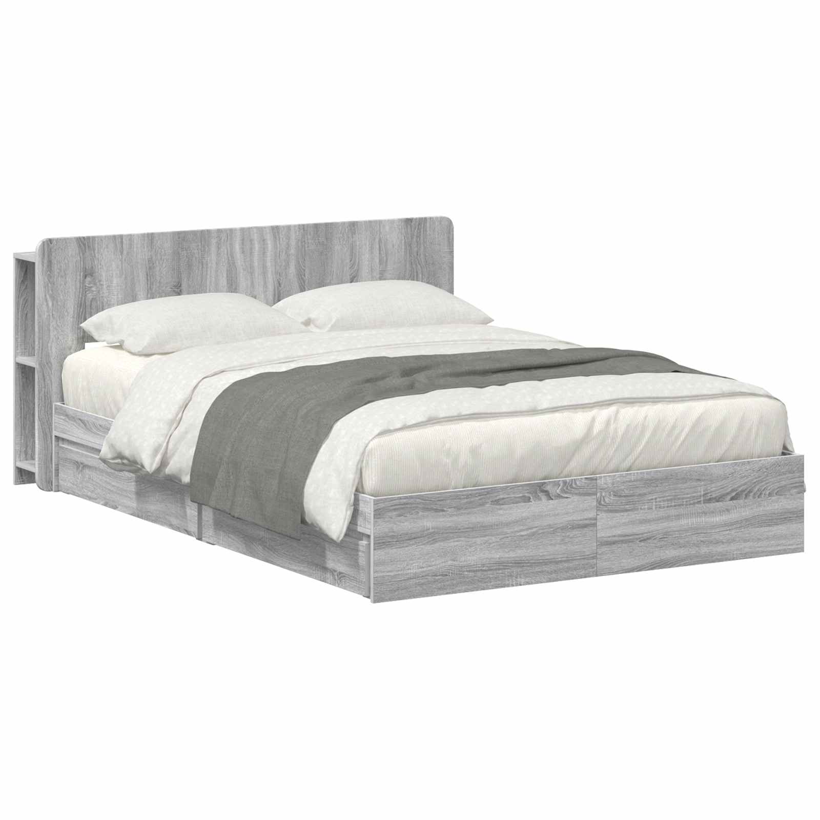 vidaXL Bedframe met opslag Grijs Sonoma 140 x 200 cm Bewerkt hout, foto 3