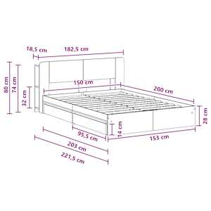 Rám postele s úložným prostorem Betonově šedá 150 x 200 cm - obrázek 10