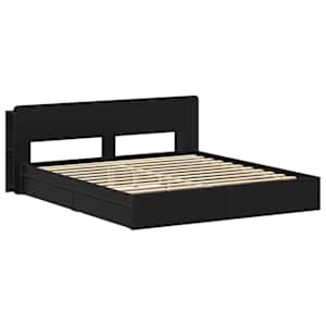 Rám postele s úložným prostorem se zásuvkou Černá 200 x 200 cm - obrázek 3