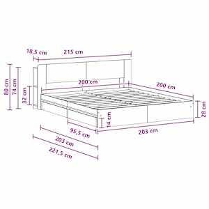 Rám postele s úložným prostorem se zásuvkou Černá 200 x 200 cm - obrázek 10