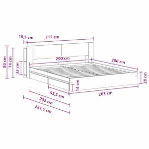 Rám postele s úložným prostorem s čelo Šedý Sonoma 200 x 200 cm - obrázek 10