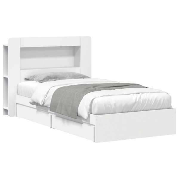 vidaXL Voodiraam ladustamisega sahtliga Valge 80 x 200 cm Tehispuit