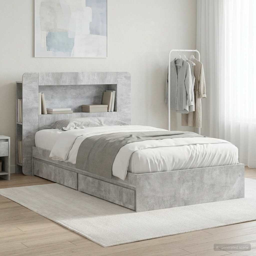 Rám postele s úložným prostorem Betonově šedá 90 x 190 cm