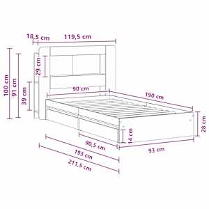 Rám postele s úložným prostorem s čelo Dub sonoma 90 x 190 cm - obrázek 10