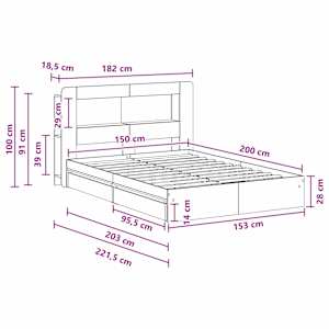 Rám postele s úložným prostorem Betonově šedá 150 x 200 cm - obrázek 10