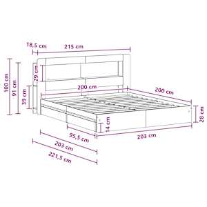 Rám postele s úložným prostorem Betonově šedá 200 x 200 cm - obrázek 10