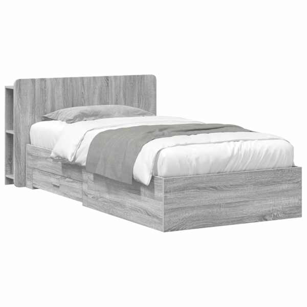 vidaXL Voodiraam ladustamisega peaga Hall Sonoma 75 x 190 cm Tehispuit