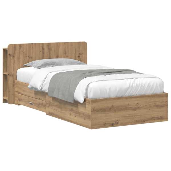 vidaXL Voodiraam ladustamisega Artisan tamm 80 x 200 cm Tehispuit