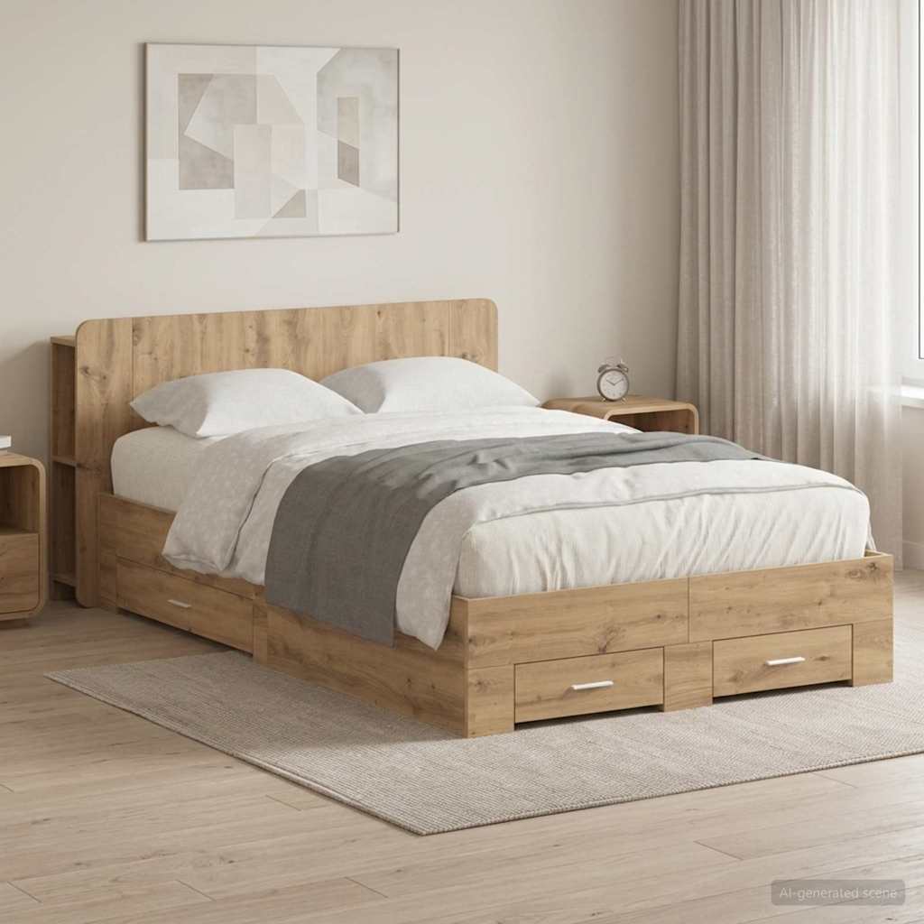 Rám postele s úložným prostorem s čelo Dub artisan 120 x 190 cm