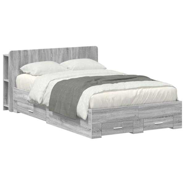 vidaXL Voodiraam ladustamisega Hall Sonoma 120 x 190 cm Tehispuit