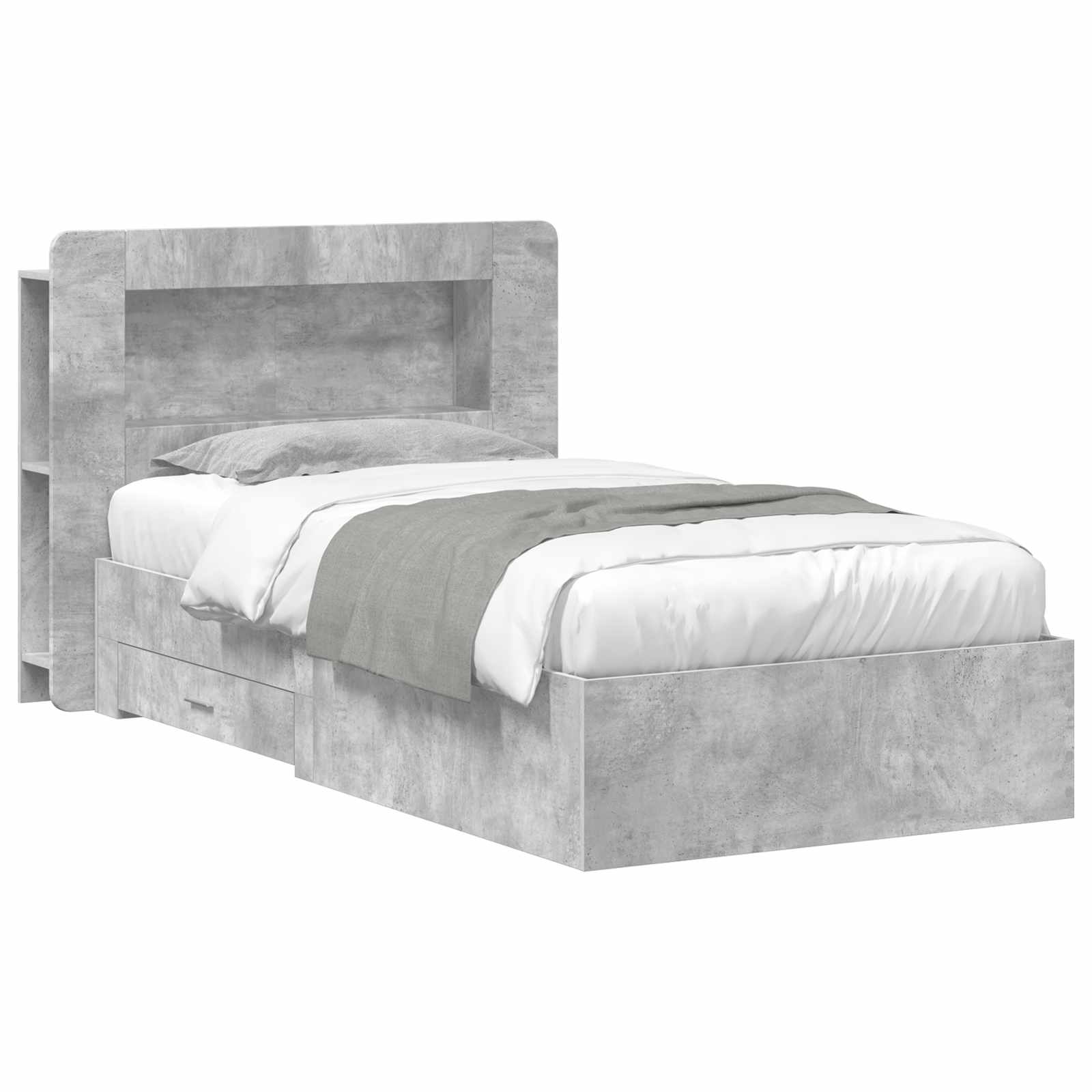 vidaXL Sänkykehys varastolla päätyllä Betoninharmaa 2FT6 Small Single