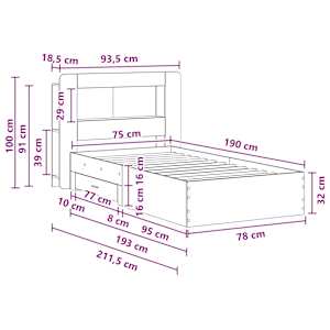 Rám postele s úložným prostorem s čelo Dub sonoma 75 x 190 cm - obrázek 9