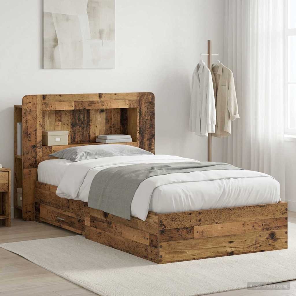 vidaXL Sänkykehys varastolla Vanha puu 80 x 200 cm Tekninen puu
