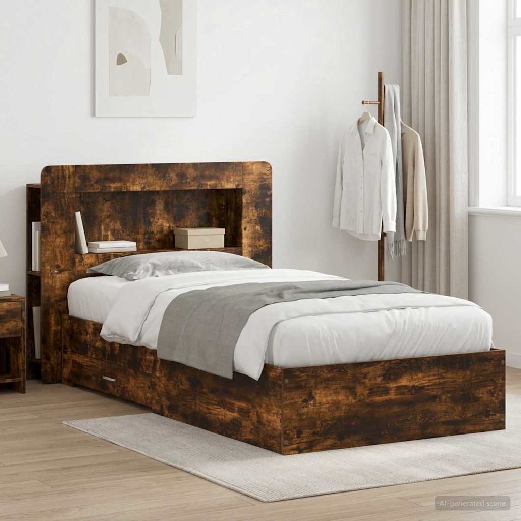 vidaXL Sänkykehys varastolla Savutammi 80 x 200 cm Tekninen puu