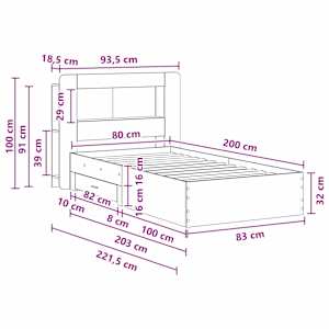 Rám postele s úložným prostorem s čelo Kouřový dub 80 x 200 cm - obrázek 10