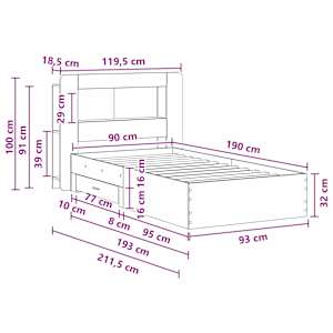 Rám postele s úložným prostorem s čelo Dub sonoma 90 x 190 cm - obrázek 10