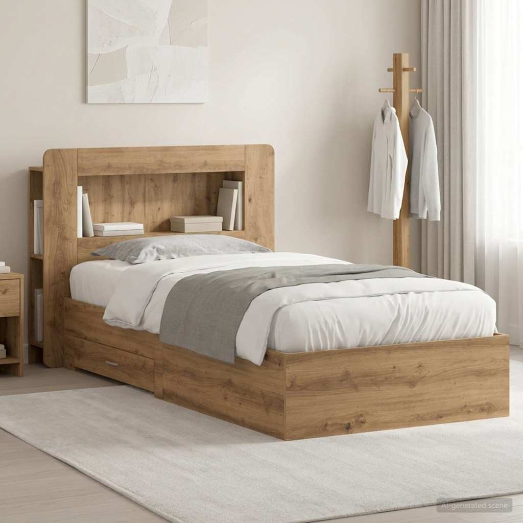 Rám postele s úložným prostorem s čelo Dub artisan 90 x 200 cm