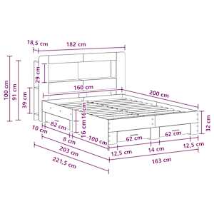 Rám postele s úložným prostorem Betonově šedá 160 x 200 cm - obrázek 9