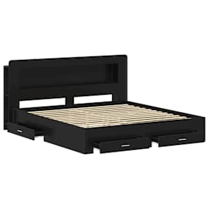 Rám postele s úložným prostorem s čelo Černá 200 x 200 cm - obrázek 3