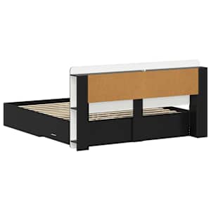 Rám postele s úložným prostorem s čelo Černá 200 x 200 cm - obrázek 5