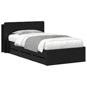 vidaXL Voode raami koos hoiuruumi ja peatoega peaga Must 75 x 190 cm