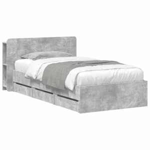 vidaXL Voode raami koos hoiuruumi ja peatoega Betoonhall 75 x 190 cm
