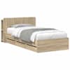 vidaXL Voode raami koos hoiuruumi ja peatoega Sonoma tamm 75 x 190 cm