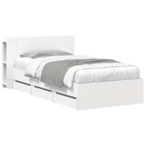 Rám postele s úložným prostorem s čelo Bílá 75 x 190 cm - obrázek 2